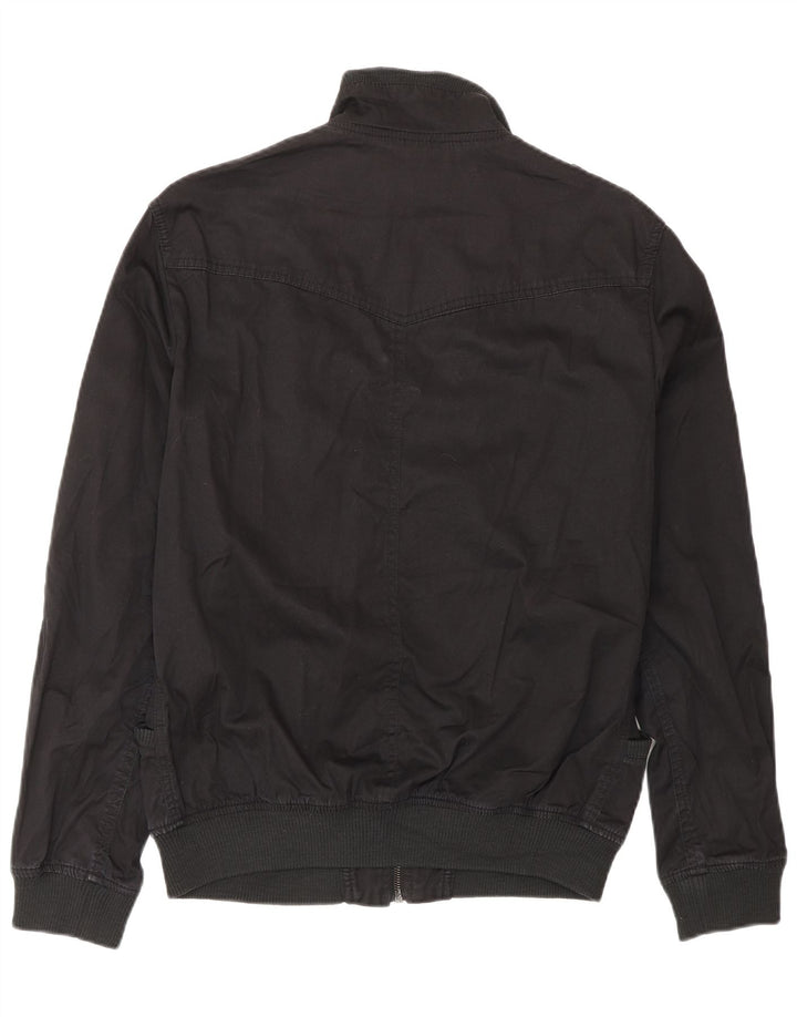 Zara Mens Military Bomber Jacket UK 38 Medium Black Cotton