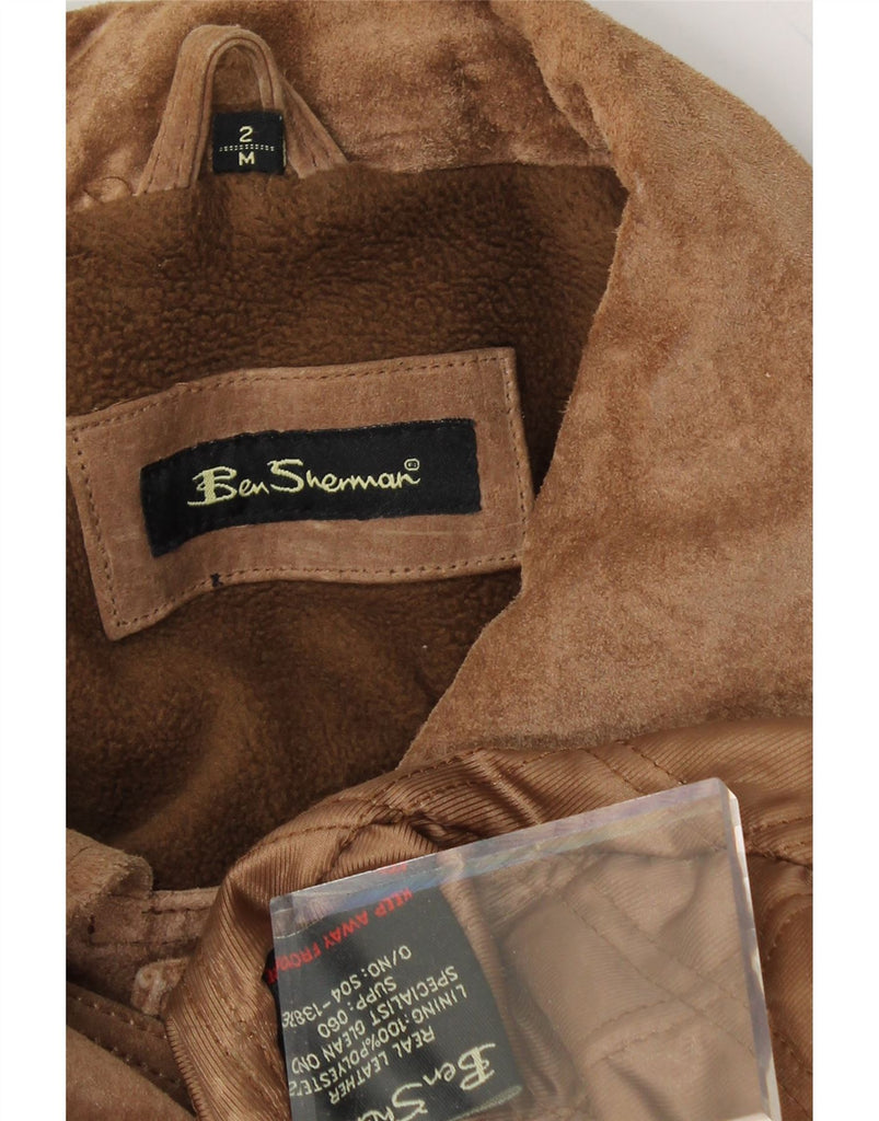 BEN SHERMAN Mens Sherpa Jacket UK 38 Medium Brown Leather Vintage Ben Sherman and Second-Hand Ben Sherman from Messina Hembry 