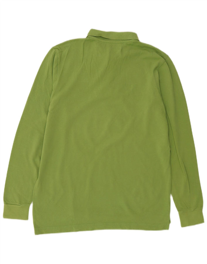 Kappa Mens Long Sleeve Polo Shirt Medium Green Cotton