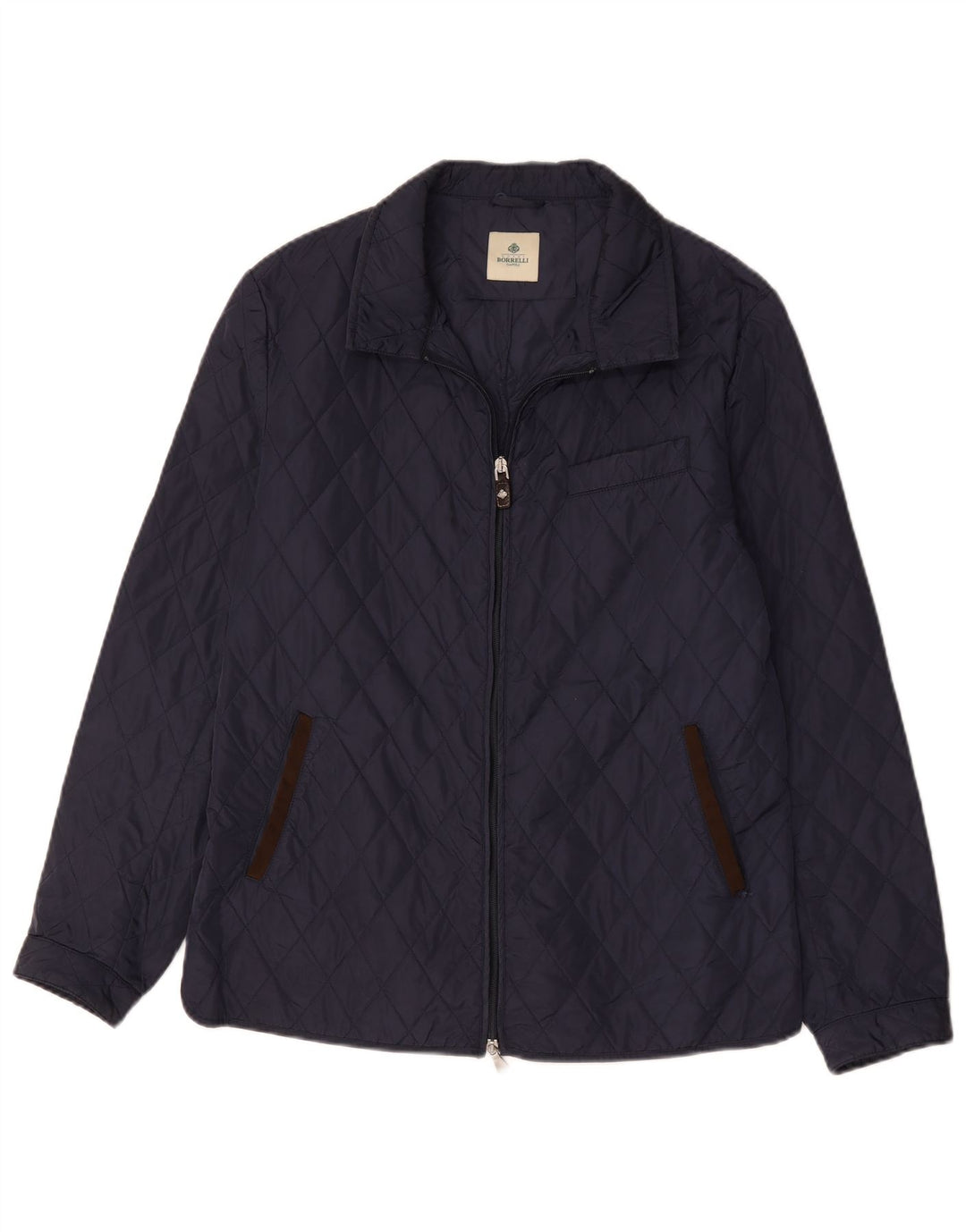 Luigi Borrelli Mens Napoli Quilted Jacket UK 38 Medium Navy Blue