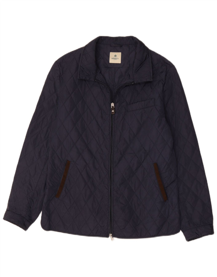 Luigi Borrelli Mens Napoli Quilted Jacket UK 38 Medium Navy Blue