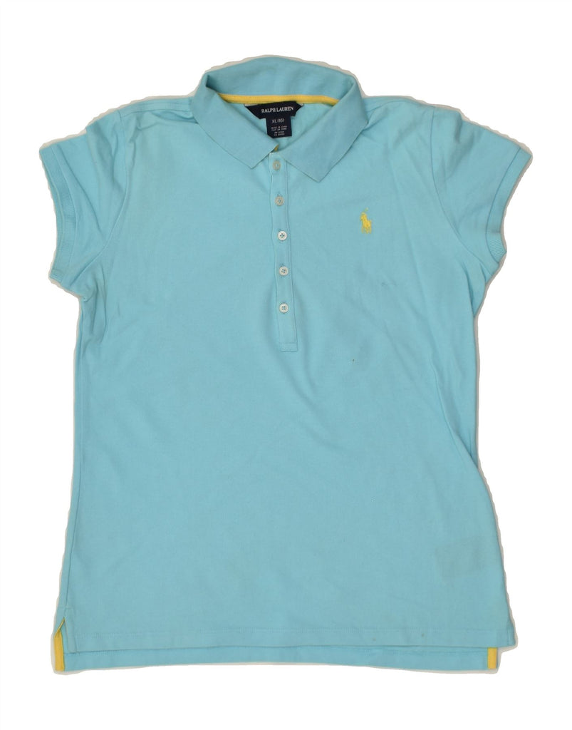 RALPH LAUREN Girls Polo Shirt 15-16 Years XL Blue Cotton | Vintage Ralph Lauren | Thrift | Second-Hand Ralph Lauren | Used Clothing | Messina Hembry 