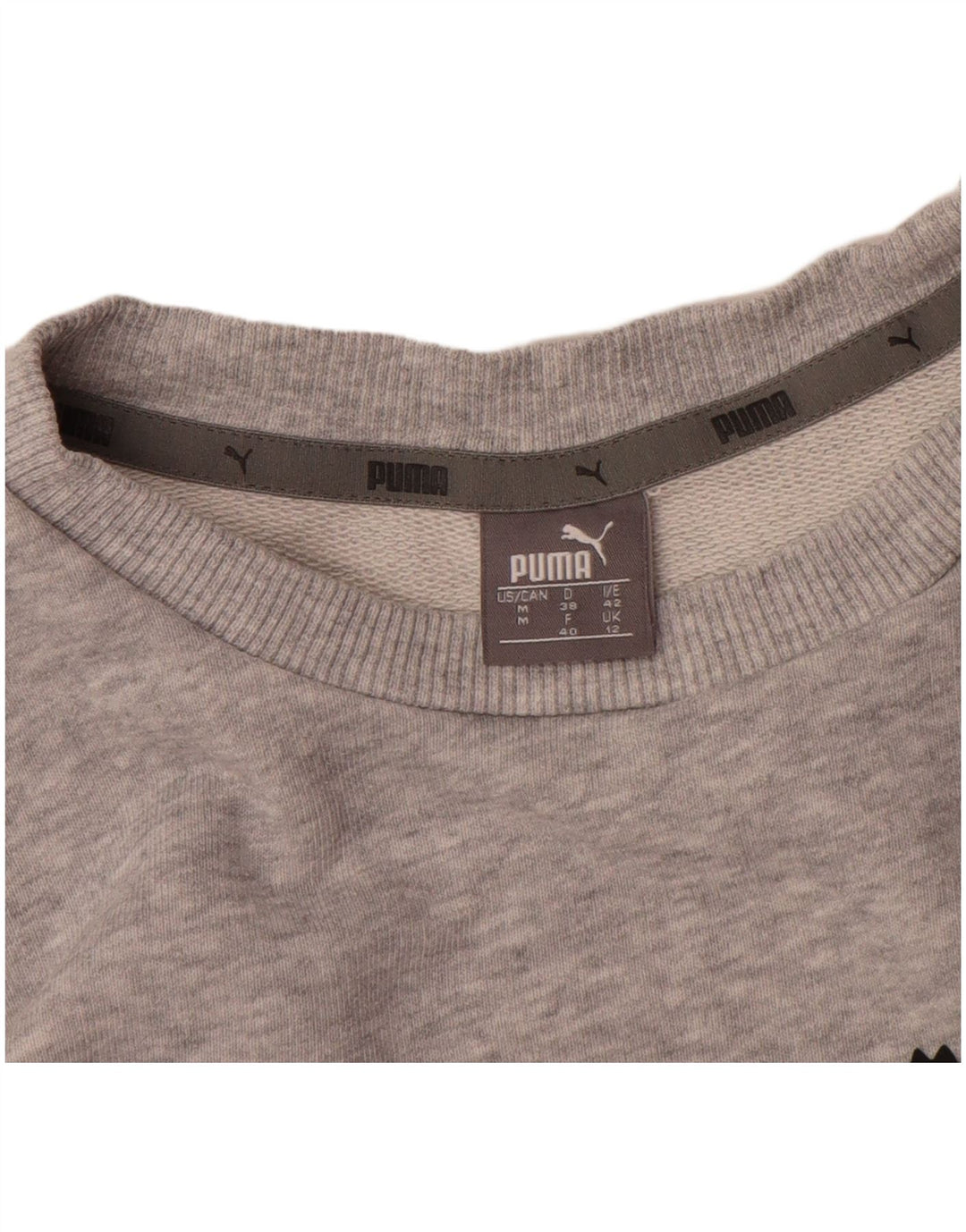 Puma Womens Graphic Sweatshirt Jumper UK 12 Medium Grey Flecked Cotton