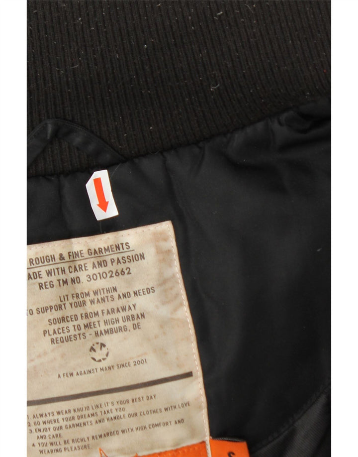KHUJO Mens Oversized Graphic Hooded Windbreaker Jacket UK 36 Small Black Vintage KHUJO and Second-Hand KHUJO from Messina Hembry 
