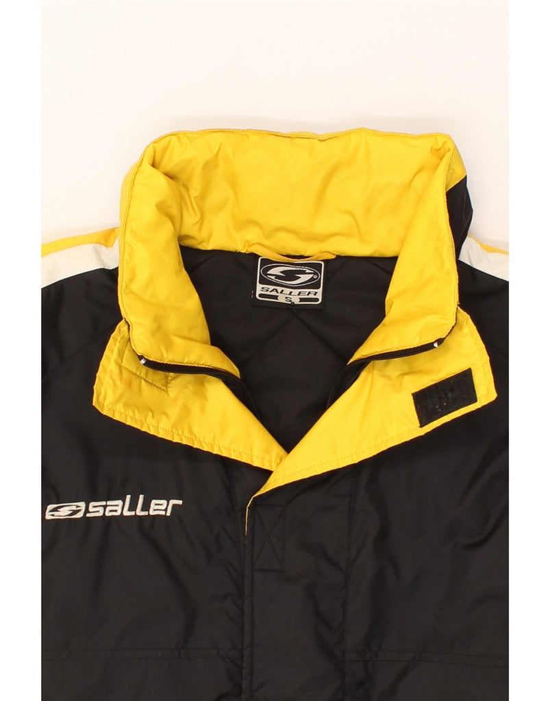 SALLER Mens Loose Fit Graphic Padded Jacket UK 36 Small Black Colourblock Vintage Saller and Second-Hand Saller from Messina Hembry 