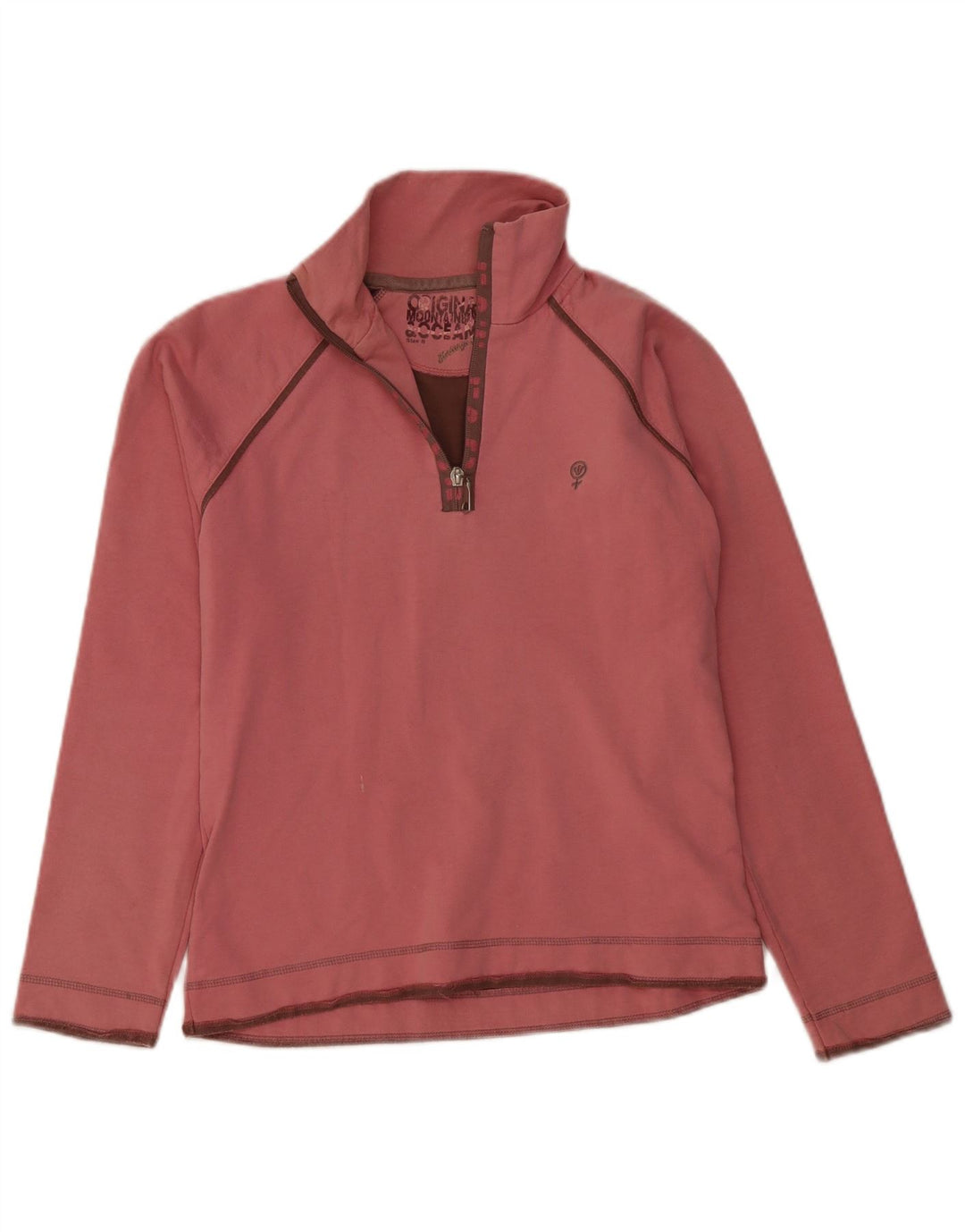 Fat Face Womens Zip Neck Sweatshirt Jumper UK 8 Small Pink Cotton