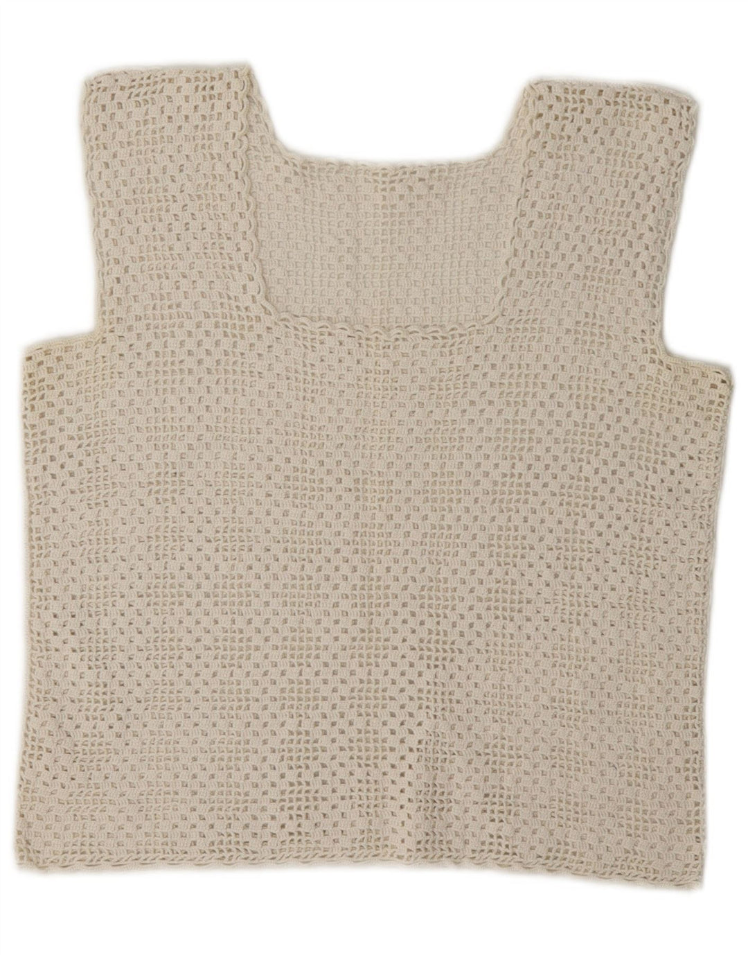 Vintage Womens Crochet Crop Top UK 8 Small White