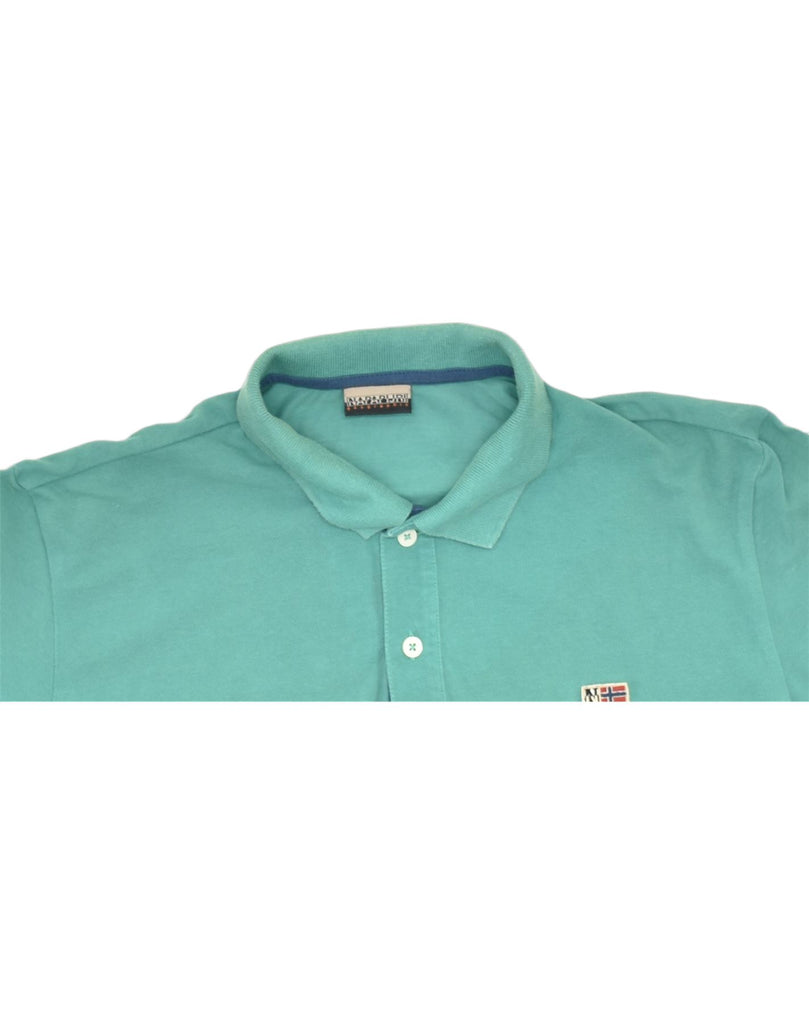 NAPAPIJRI Mens Polo Shirt Medium Turquoise Cotton | Vintage | Thrift | Second-Hand | Used Clothing | Messina Hembry 