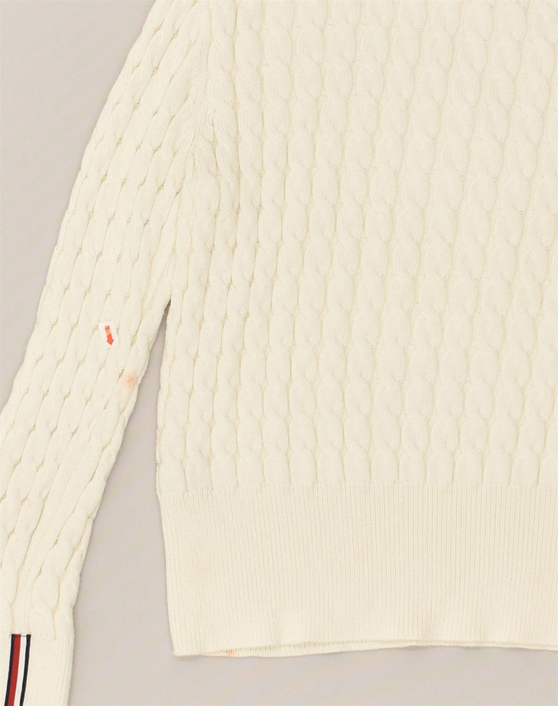 TOMMY HILFIGER Womens Crew Neck Jumper Sweater UK 10 Small Off White | Vintage Tommy Hilfiger | Thrift | Second-Hand Tommy Hilfiger | Used Clothing | Messina Hembry 