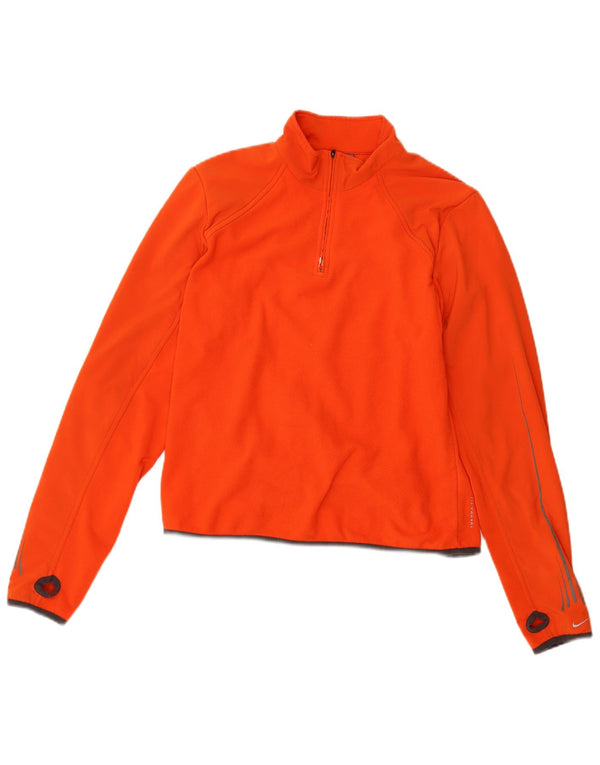 Nike Womens Therma-Fit Zip Neck Fleece Jumper UK 16/18 XL Orange Polyester