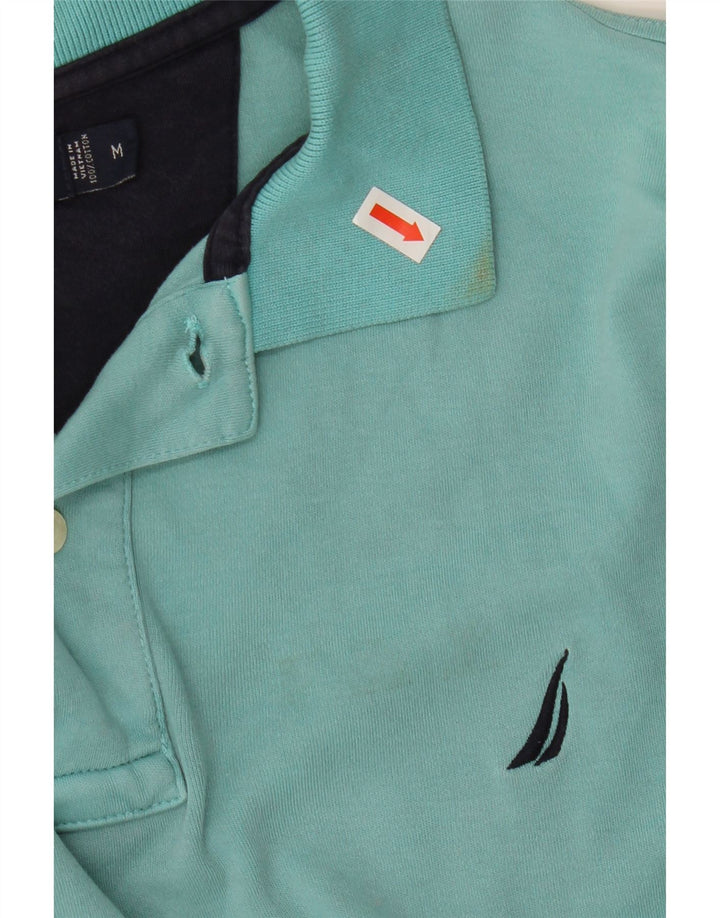 NAUTICA Mens Loose Fit Polo Shirt Medium Turquoise Cotton