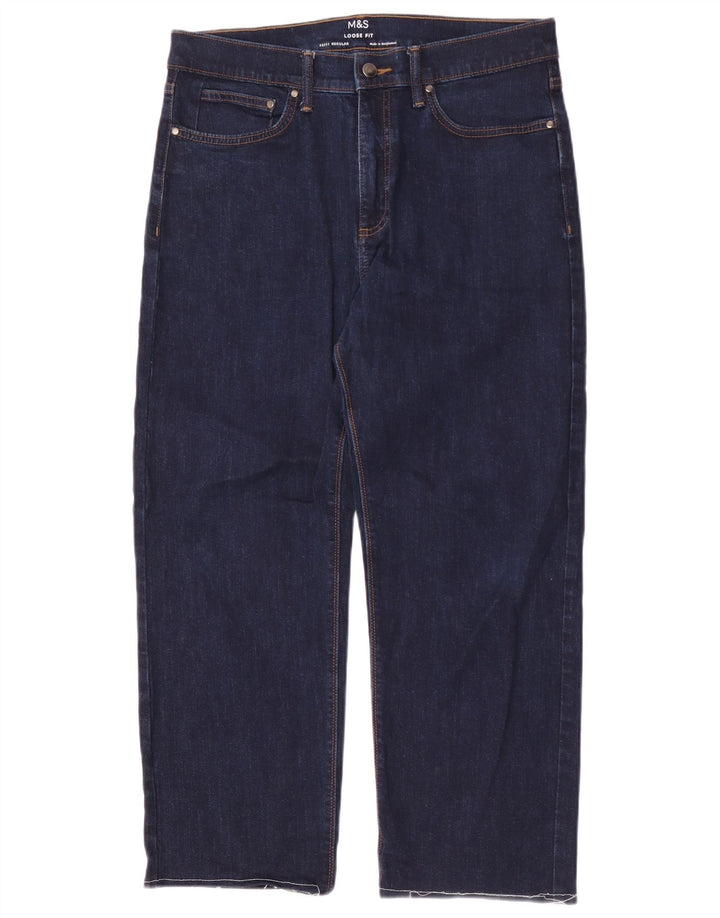 Marks & Spencer Mens Loose Jeans W32 L27 Navy Blue Cotton