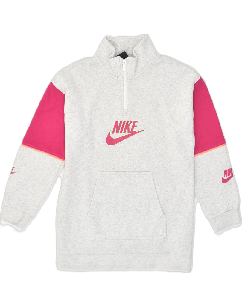 NIKE Boys Loose Fit Zip Neck Sweatshirt Jumper 11-12 Years Medium Grey | Vintage Nike | Thrift | Second-Hand Nike | Used Clothing | Messina Hembry 