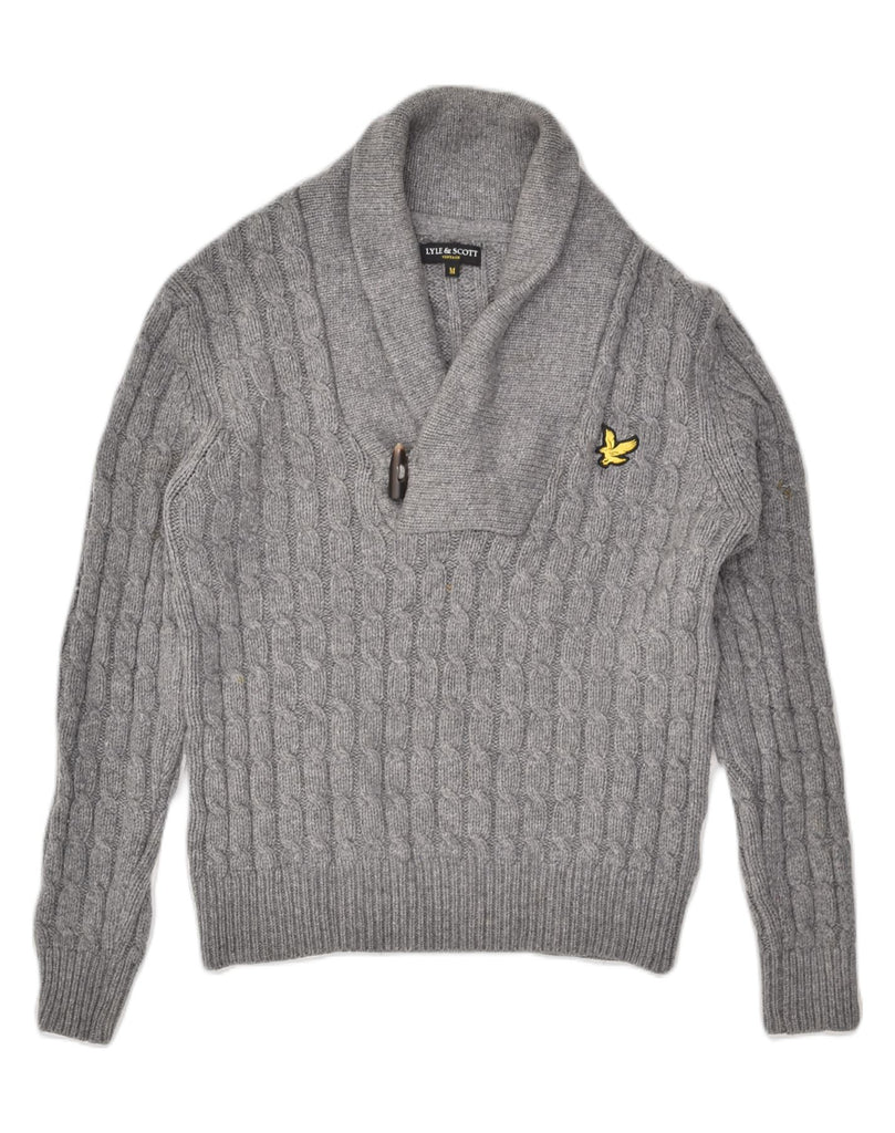 LYLE & SCOTT Mens Shawl Neck Jumper Sweater Medium Grey Lambswool | Vintage Lyle & Scott | Thrift | Second-Hand Lyle & Scott | Used Clothing | Messina Hembry 