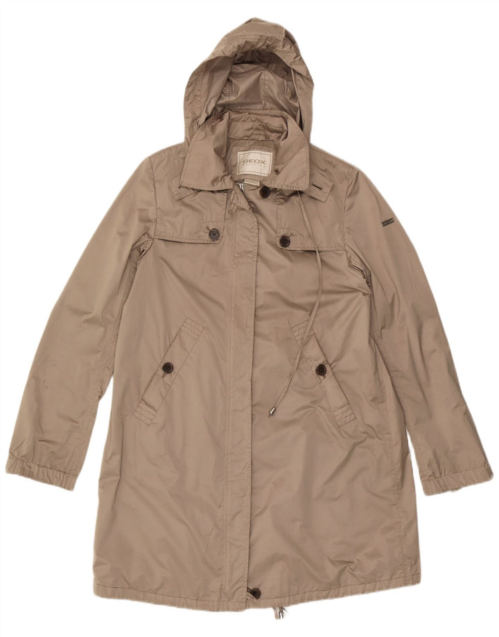 Geox Respira Womens Hooded Parka Jacket UK 10 Small  Beige Polyester