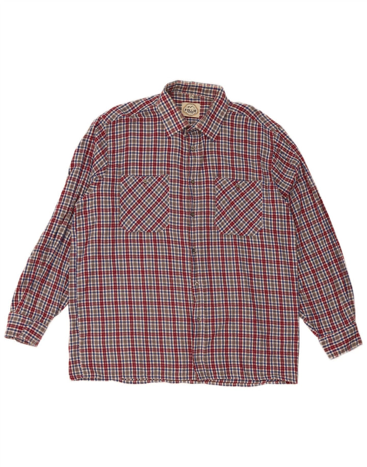 Follie Mens Shirt Size 43/44 XL Multicoloured Check Cotton