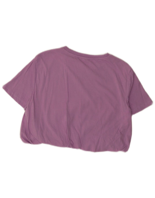 Zara Womens Crop T-Shirt Top UK 10 Small Purple Cotton
