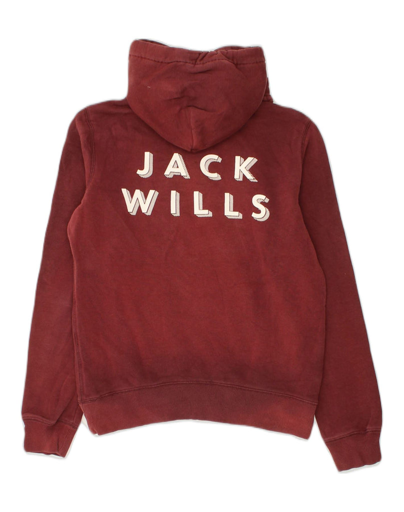 JACK WILLS Womens Loose Fit Graphic Hoodie Jumper UK10 Small Burgundy | Vintage Jack Wills | Thrift | Second-Hand Jack Wills | Used Clothing | Messina Hembry 