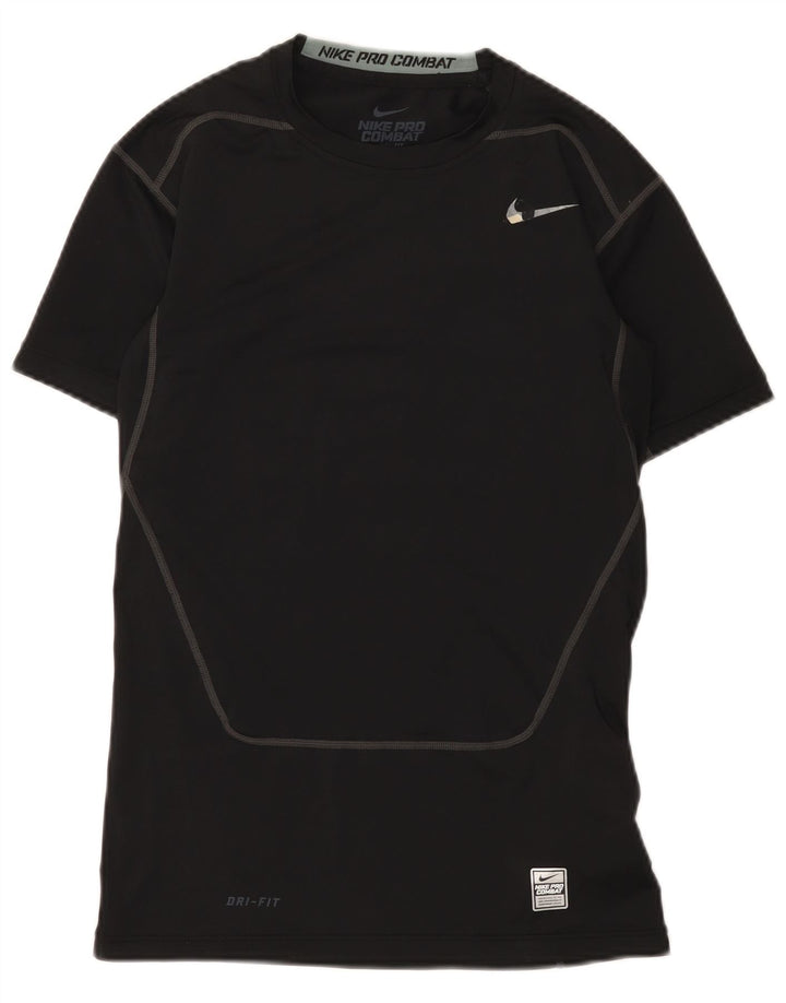 Nike Womens Dri Fit Graphic T-Shirt Top UK 16 Large Black Polyester