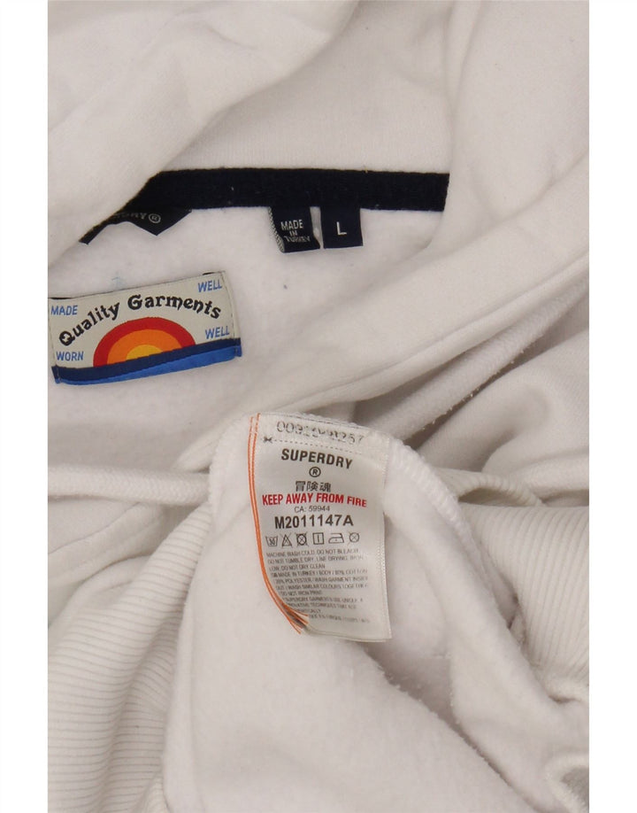 Superdry Mens Graphic Hoodie Jumper Large White Cotton