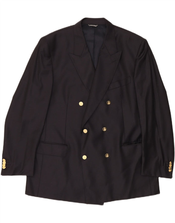VINTAGE Mens Double Breasted Blazer Jacket UK 40 Large Navy Blue