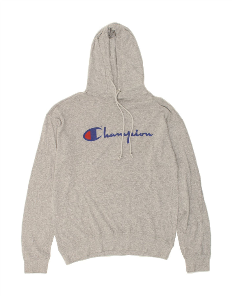 CHAMPION Womens Graphic Hoodie Jumper UK 14 XL Grey Cotton | Vintage Champion | Thrift | Second-Hand Champion | Used Clothing | Messina Hembry 