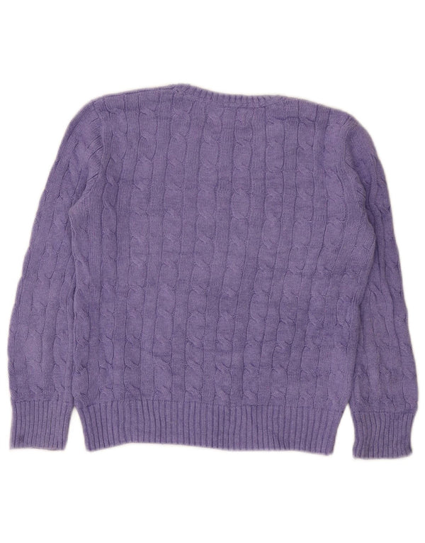 Polo Ralph Lauren Girls Boat Neck Jumper Sweater 7-8 Years Small Purple