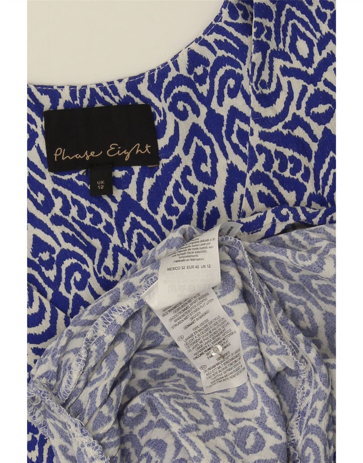 Phase Eight Womens Abstract Pattern A-Line Dress UK 12 Medium Blue