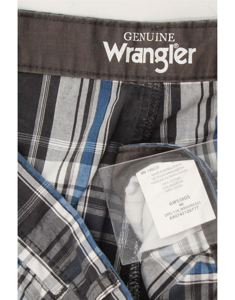 WRANGLER Mens Chino Shorts W40 XL Grey Check Cotton Vintage Wrangler and Second-Hand Wrangler from Messina Hembry 