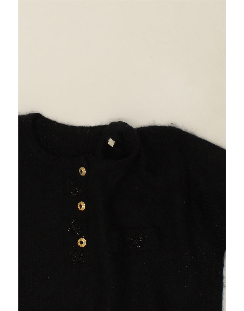 VINTAGE Womens Button Neck Jumper Sweater IT 50 XL Black | Vintage Vintage | Thrift | Second-Hand Vintage | Used Clothing | Messina Hembry 