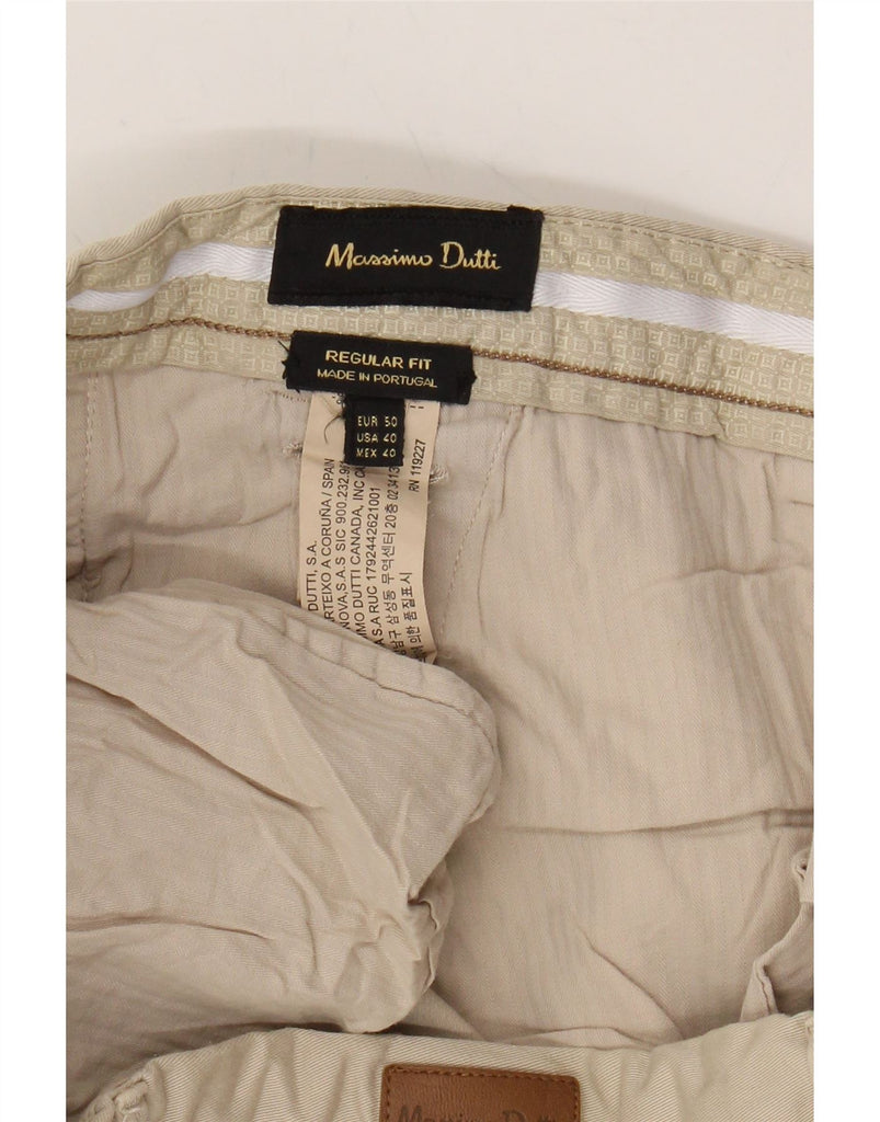 MASSIMO DUTTI Mens Regular Fit Chino Trousers EU 50 2XL W40 L32 Beige Vintage Massimo Dutti and Second-Hand Massimo Dutti from Messina Hembry 