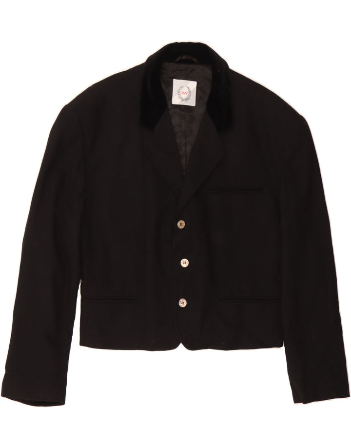 VINTAGE Womens 3 Button Blazer Jacket IT 48 XL Black Wool Vintage Vintage and Second-Hand Vintage from Messina Hembry 