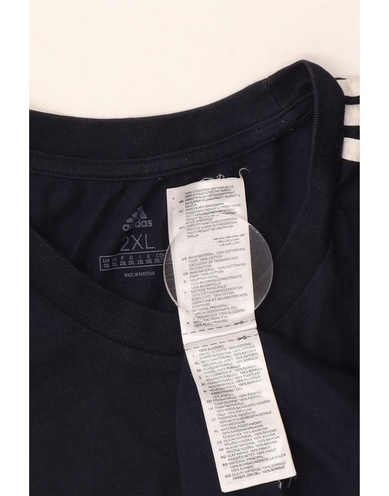 ADIDAS Mens T-Shirt Top 2XL Navy Blue Cotton Vintage Adidas and Second-Hand Adidas from Messina Hembry 