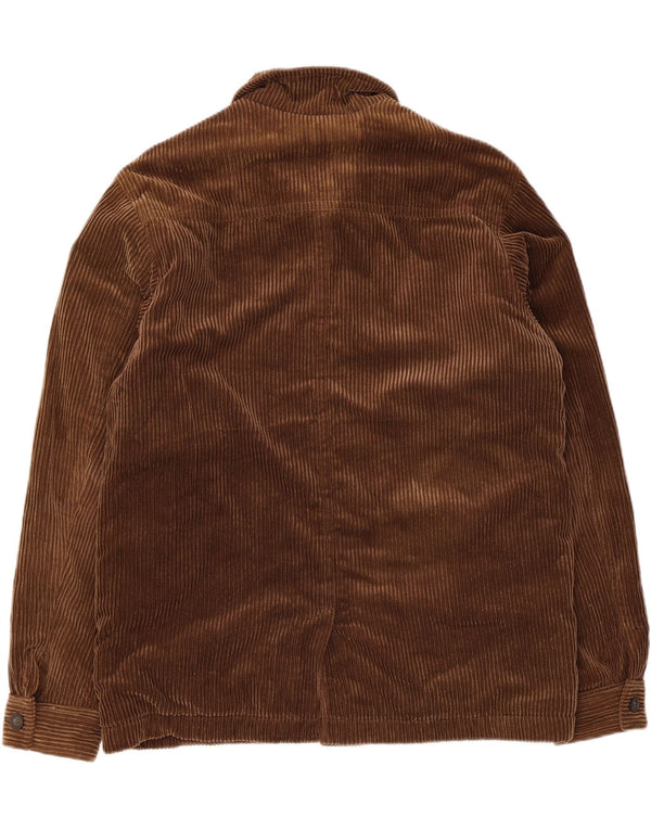 Zara Mens Sherpa Corduroy Jacket UK 38 Medium Brown Cotton