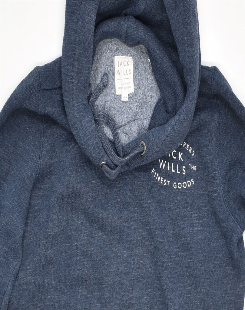 JACK WILLS Womens Graphic Hoodie Jumper UK 8 Small Navy Blue Cotton | Vintage | Thrift | Second-Hand | Used Clothing | Messina Hembry 