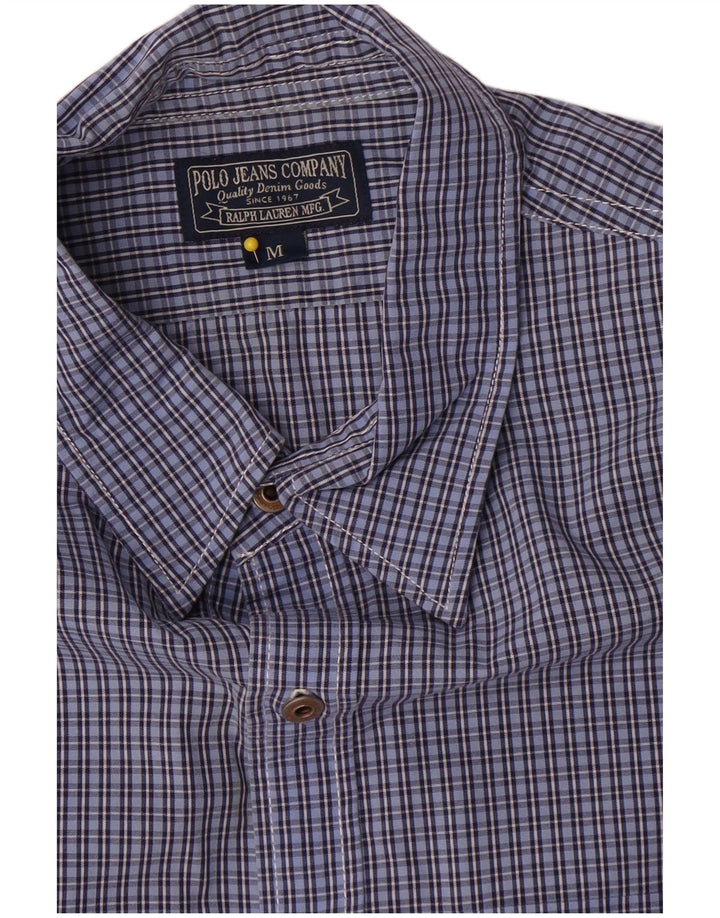 Ralph Lauren Mens Short Sleeve Shirt Medium Blue Check Cotton