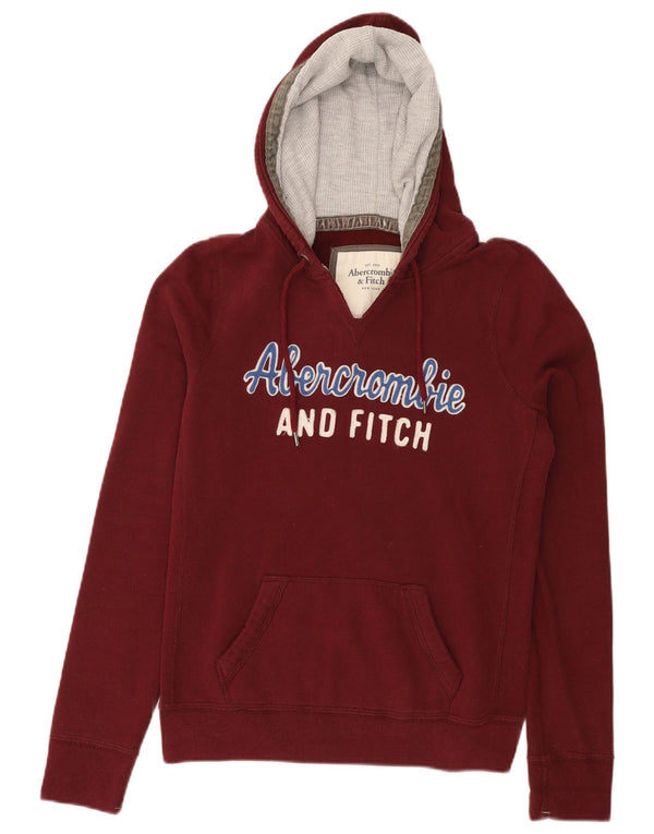 Abercrombie & Fitch Womens Hoodie Jumper UK 14 Large Burgundy Cotton