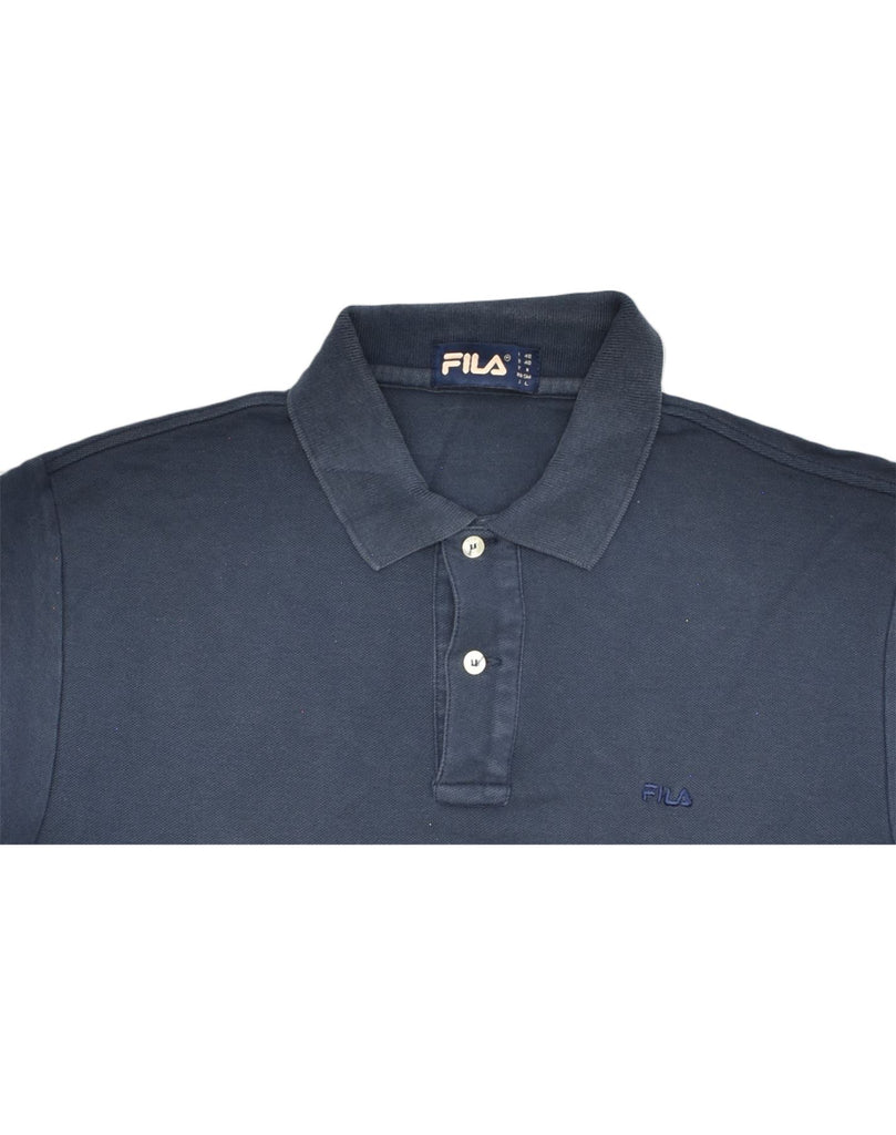 FILA Mens Polo Shirt IT 48 Medium Navy Blue Cotton | Vintage | Thrift | Second-Hand | Used Clothing | Messina Hembry 