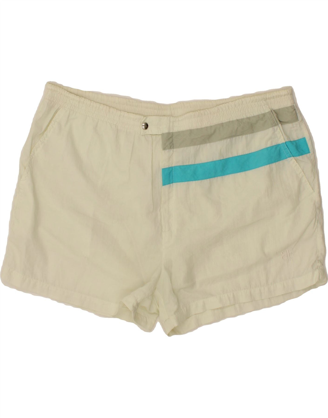 BELFE Mens Sport Shorts UK 44 XL Off White Colourblock Polyester Vintage Belfe and Second-Hand Belfe from Messina Hembry 