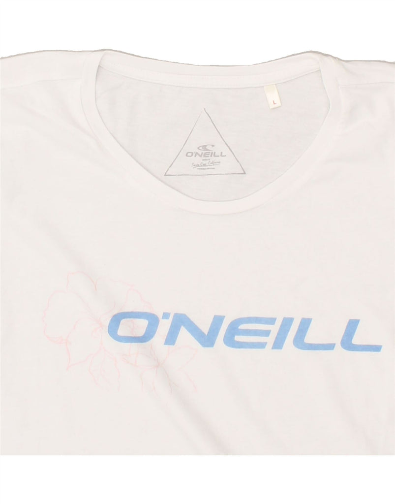 O'NEILL Womens Graphic T-Shirt Top UK 14 Large White | Vintage O'Neill | Thrift | Second-Hand O'Neill | Used Clothing | Messina Hembry 