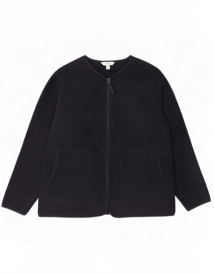 Marks & Spencer Womens Fleece Jacket UK 16 Large Navy Blue Polyester