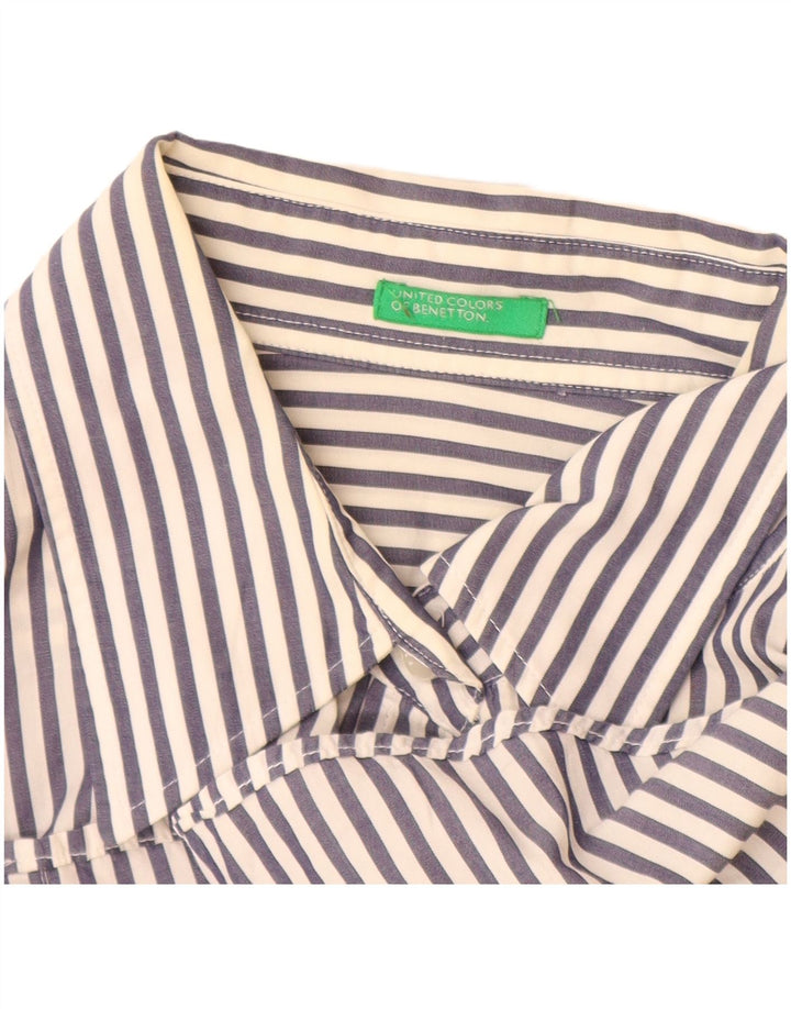 Benetton Womens Shirt UK 16 Large Blue Striped
