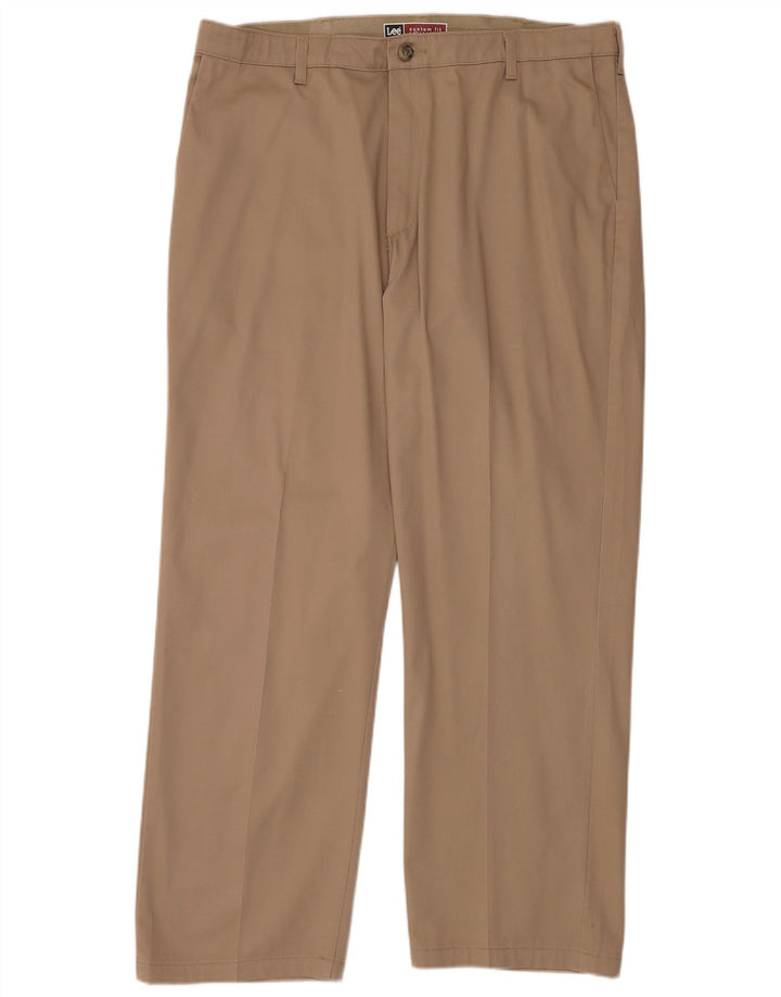 LEE Mens Custom Fit Straight Chino Trousers W40 L32 Beige Cotton