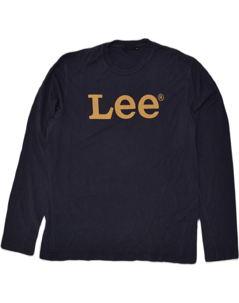 LEE Mens Graphic Top Long Sleeve XL Navy Blue Cotton | Vintage Lee | Thrift | Second-Hand Lee | Used Clothing | Messina Hembry 