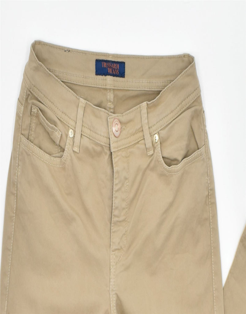 TRUSSARDI Womens Slim Casual Trousers W28 L29 Beige Cotton | Vintage | Thrift | Second-Hand | Used Clothing | Messina Hembry 