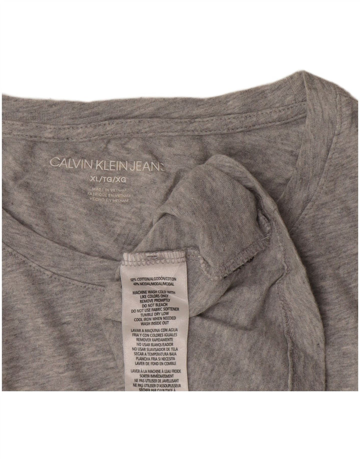 Calvin Klein Womens Graphic T-Shirt Top UK 18 XL Grey Cotton