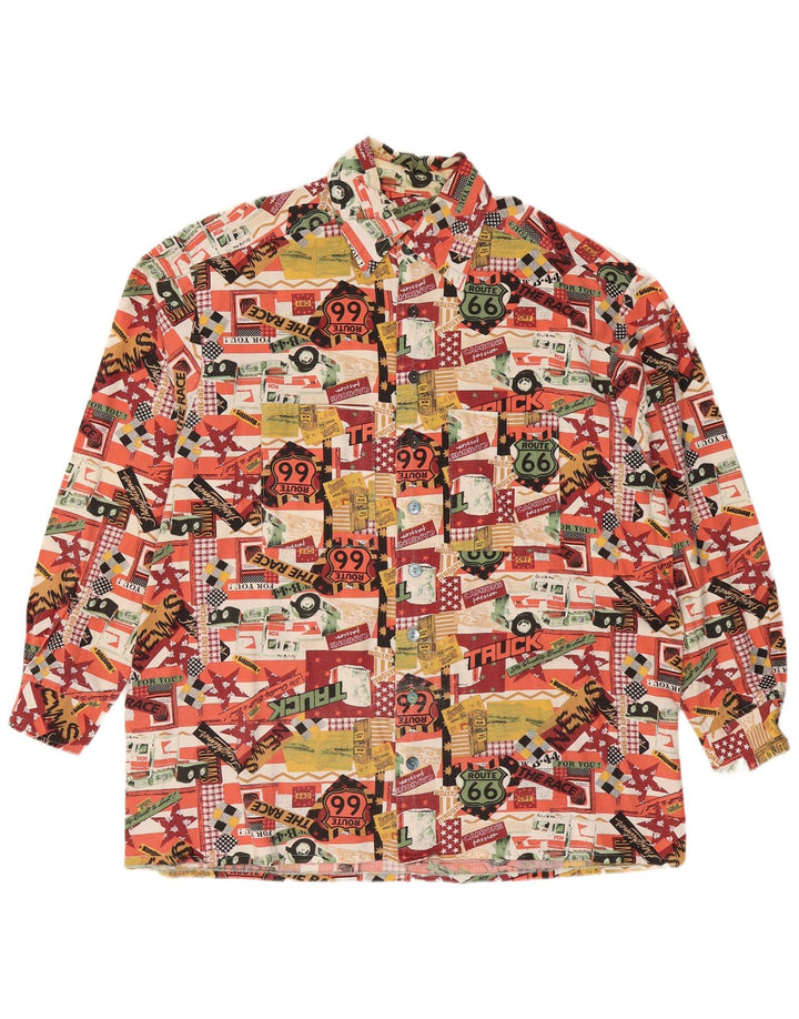 VINTAGE Mens Abstract Pattern Shirt 2XL Multicoloured