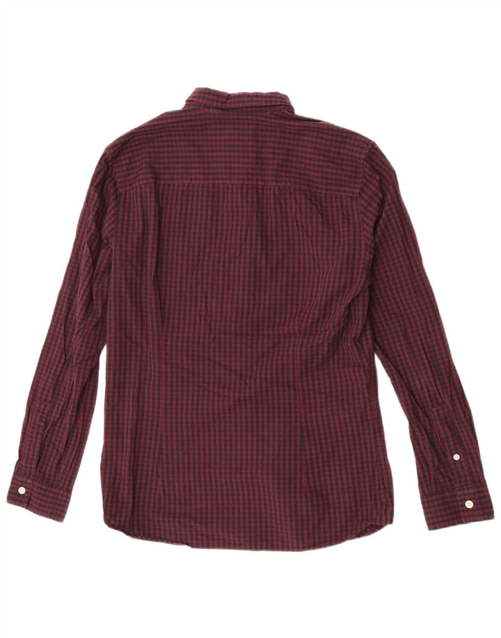 Lyle & Scott Mens Slim Fit Shirt Medium Burgundy Gingham Cotton