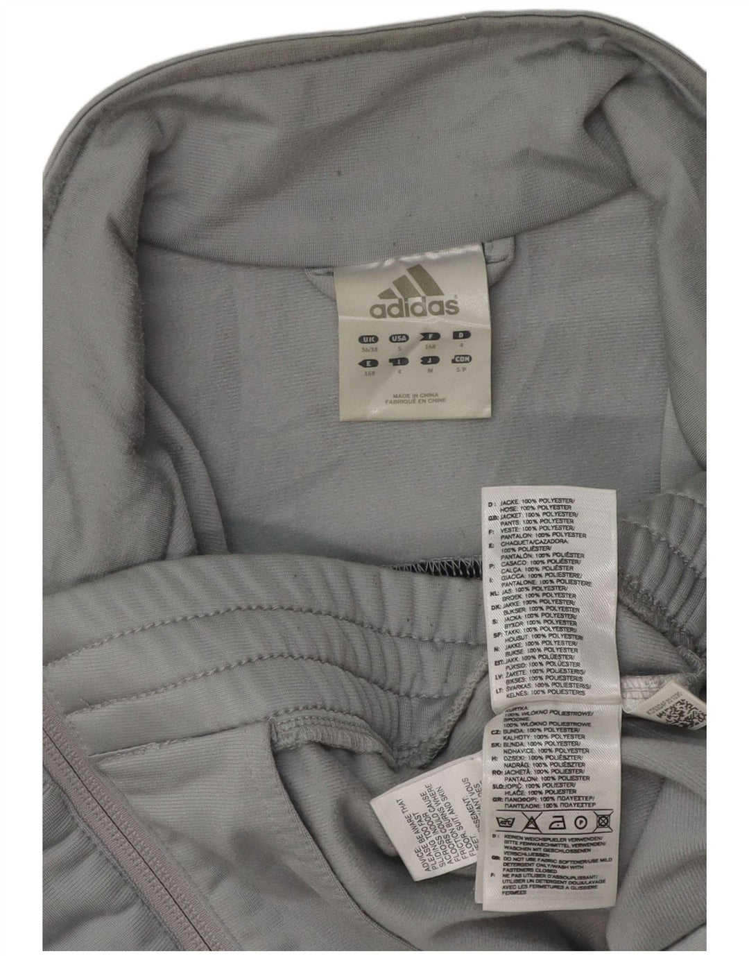 Adidas Mens Tracksuit Top Jacket UK 36/38 Small Grey Colourblock Polyester