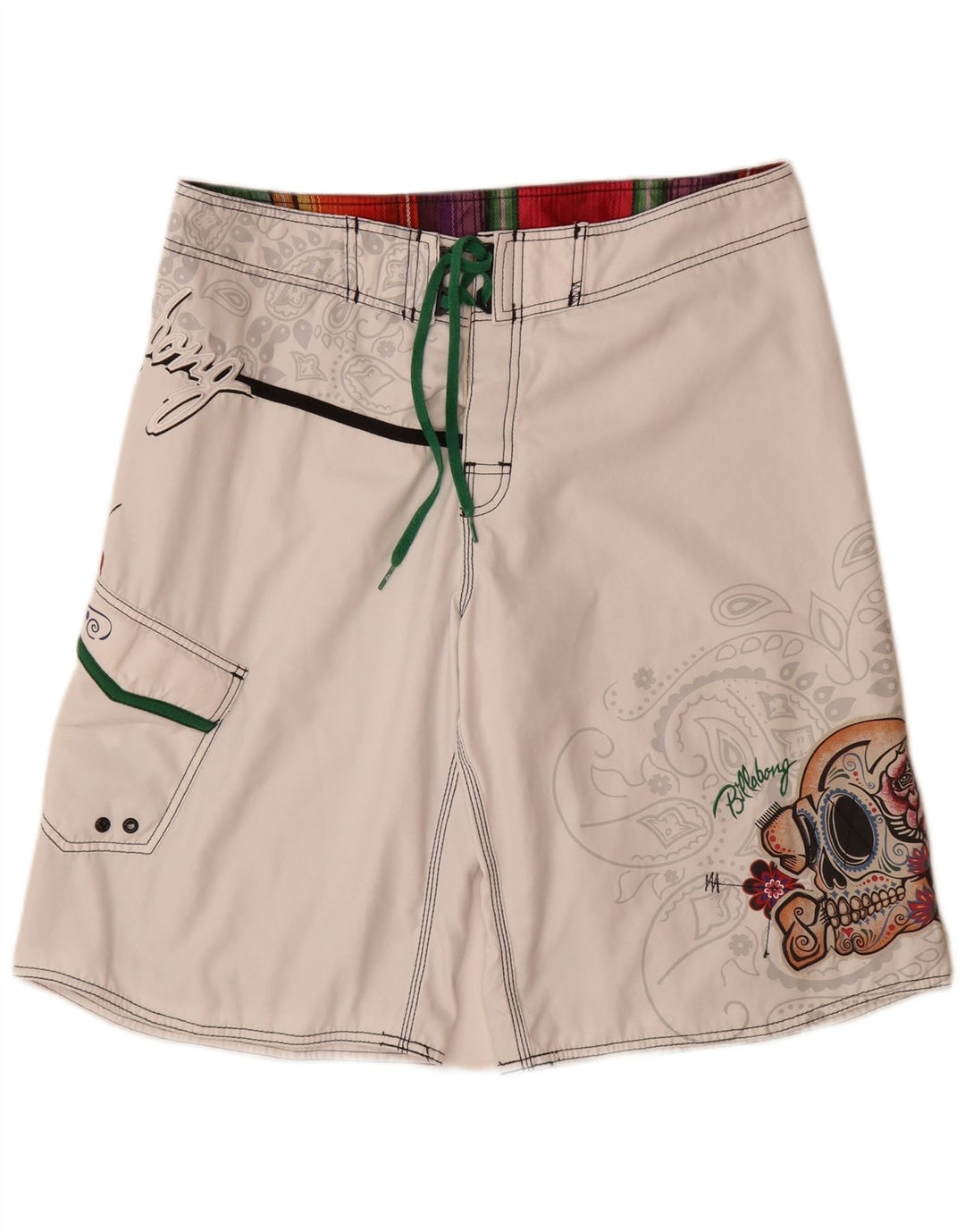 Billabong Mens Graphic Swimming Shorts Large White Floral Polyester